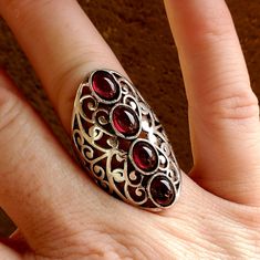 Brand New Handmade Garnet Silver Plated Statement Ring. Size 7.75 New To Poshmark? Use Referral Code Kimberlyn222 To Receive $10. Nickel-free Red Rings, Statement Ring Silver, Ring Color, Dream Jewelry, Ring Size 7, Womens Jewelry Rings, Statement Ring, Statement Rings, Garnet