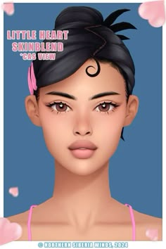 a girl with black hair and pink bra is featured in the ad for little heart skinbleed