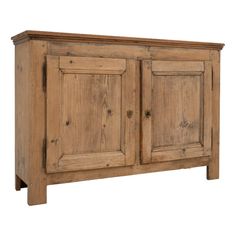 an old wooden cabinet with two doors