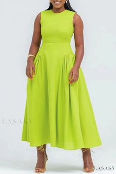 Lasaky - Sleek Mid-Length Sleeveless Dresses for Travel Elegant Long Dress, Long Dress Summer, Sweater Dress Casual, African Dresses Modern, Dress With Pleats, Tank Top Dress, Women's Casual Style, Pleated Maxi Dress, Elegant Dresses Long