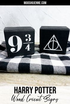 two wooden blocks with harry potter numbers on them