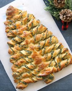 the recipe for spinach dip breadsticks is shown in three different pictures, including one