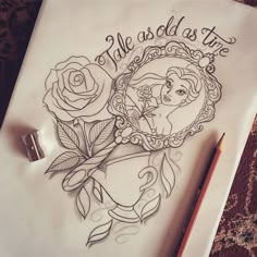 a drawing of a girl with roses on her face and the words, all as long as she is