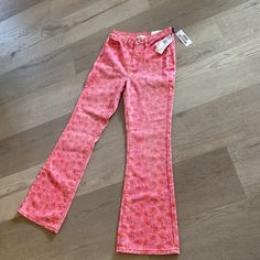 Reposhing This Item!! Still Has Tags!!! Brand New !!! Casual Pink Rose Print Bottoms, Chic Rose Print Bottoms For Spring, Chic Spring Bottoms With Rose Print, Bdg Jeans, Rose Color, Flare Jeans, Pink Rose, Urban Outfitters, Wide Leg