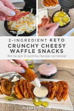 two ingredient keto crunchy cheesy waffle snacks are the perfect appetizer for any party