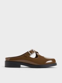 Buckled Crossover-Strap Slip-On Flats White Crew Socks, Clear Shoes, What Is Fashion, Brown Flats, Preppy Look, Charles Keith, Effortless Chic, Mule Clogs, Mules Shoes