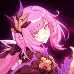 an anime character with pink hair and horns