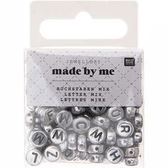 made by me alphabet mix letter mix silver / black - pack of 25 letters and numbers