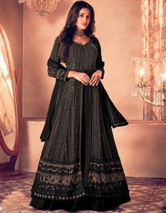 🔥 Embrace the allure of a bold statement with the Onyx Pant-Style Anarkali Semi-Stitched Heavy Designer Salwar Kameez IE-1661 and let its exquisite design and impeccable craftsmanship make you the center of attention with effortless sophistication! 🔥💖 #ArabicAttire #ModestFashion #PantStyleEnsemble #AnarkaliStyle #Onyx #BoldStatement #ContemporaryElegance #FashionistaVibes #UnforgettableStyle Plain Lehenga, Long Choli Lehenga, Celana Fashion, Kurti Style, Anarkali Lehenga, Black Lehenga, Georgette Lehenga, Lehenga Suit, Kameez Designs