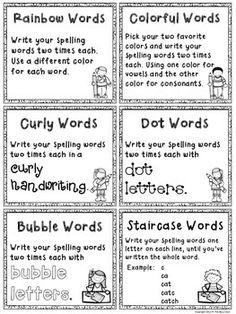 four different types of words that are used in the classroom to help students learn how to use