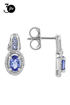 0.77ctw Oval And 0.14ctw Round Tanzanite With 0.03ctw Round White Diamond Accent Rhodium Over Sterling Silver Earrings. Measures Approximately 0.63"L x 0.30"W. Push backings. Oval Diamond Earrings With Pave Setting As Gift, Oval Diamond Earrings With Pave Setting For Anniversary, Oval Diamond Earrings With Gemstone, Oval Sterling Silver Diamond Earrings With Pave Setting, Oval Diamond Earrings With Pave Setting In White Gold, Oval Diamond Earrings In Pave Setting, Oval Diamond Earrings With Diamond Accents, Oval Diamond Earrings With Accents, Oval Earrings With Pave Setting For Anniversary