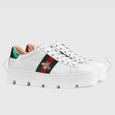 Used Gucci Sneakers. Great Condition. Tenis Gucci, Gucci Platform, Top Women Shoes, Gucci Store, Gucci Gifts, Shoes Gucci, Gucci Sneakers, Embroidered Leather, Gucci Leather