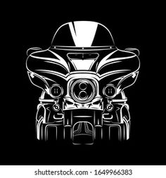 a black and white drawing of a motorcycle on a dark background with space for text