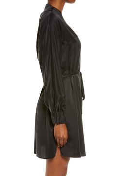 This silk robe is thermoregulating, breathable and perfect for lounging; best part—they can go in the washing machine. 100% silk Machine wash, dry flat Imported Fitted Long Sleeve Silk Robe, Black Silk Long Sleeve Robe, Elegant Long Sleeve Robe With Relaxed Fit, Chic Long Sleeve Silk Robe, Silk Robe, Leather Glove, Washing Machine, Hand Wash, Nordstrom