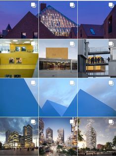 many different images of buildings and architecture