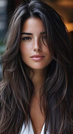 Haircuts Women Layers, Long Layers Starting At Chin, Side Part Framing Layers, Long Layers And Angles Haircuts, Brunette Hair Curtain Bangs Layers, Long Blonde Hair With Layers Side Part, Haircut Round Face Long Hair, Latest Long Haircut For Women, U Shape Long Layers Face Framing