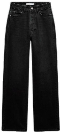 Classic High Rise Black Jeans, Chic Black Relaxed Fit Jeans, Black Cropped Denim Jeans, Black Cropped Leg Jeans For Spring, Black Relaxed Fit Cropped Jeans, Black Jeans For Spring Workwear, Spring Workwear Black Jeans, Zara Black Jeans For Work, Zara Black Straight Leg Jeans