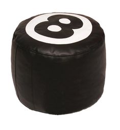 a black and white foot stool with the number eight on it