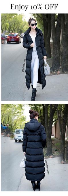 Casual long warm winter padded under coat for women. Shop it in black at just $79.19. Click on the picture to see the details. Long Down Coat, Clothes Fall, Book Board, Petite Clothing, Winter Love, Coat For Women, Outfits Winter, Winter Olympics, Winter Coats