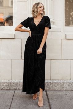 Black Tie Optional Dress Women, Black Wedding Guest Dresses, Embossed Velvet, Velvet Bridesmaid Dresses, Dresses Holiday, Velvet Wrap Dress, Baltic Born, Velvet Maxi Dress, Velvet Maxi