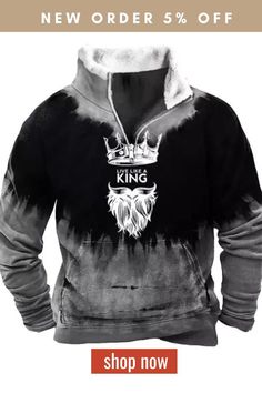 a black and white tie dye hoodie with a king on it's chest