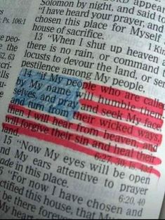 an open bible with the american flag painted on it's side and words written in red, white and blue