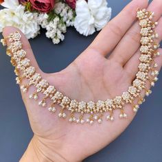 White Kundan Pearl Necklace With Pearl Drop, Diwali Gold Kundan Necklace With Pearl Drop, Gold Kundan Pearl Pendant Necklace, Heavy Gold Pearl Necklace For Diwali, Gold-plated Kundan Necklace With Pearl Drop, 22k Gold Jewelry Necklaces, 22k Gold Jewelry, Jhumki Earrings, Pearl Necklace Set