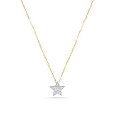 We're seeing stars! Our Julianne Himiko gold and diamond star necklace is what celestial dreams are made of. This single star pendant is adorned with pavé-set diamonds and hangs on a delicate diamond cut cable chain. Delicate and dainty, this charming necklace is perfect for layering. This is the must-have piece for all the Astrology lovers out there. It is available in 14k white, yellow, and rose gold with a spring-ring clasp and a sparkling mini-chain. The pendant is always white gold to show Diamond Star Necklace, Dana Rebecca Designs, Diamond Star, Diamond Pendant Necklace, Star Pendant, Star Necklace, Diamond Cut, Ring Bracelet, Cable Chain