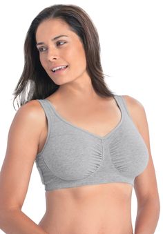 Experience all-day comfort with wireless cups that provide a natural shape. Enjoy full coverage with an inner sling, double-lined top, and sides for extra support.Feel the softness of unlined, super soft cups that are perfect for all-day wear. Breathe easily with stretch cotton fabric, making it an ideal sleep bra. Adjust your perfect fit with adjustable straps. Securely fasten with a back closure. Convenient and easy care: hand wash for best results.Imported | Plus Size Women's Wireless Leisure Goddess Bras, Leisure Bra, Sleep Bra, Gown Pattern, Stretch Cotton Fabric, New Bra, Womens Scrubs, Tunic Tank Tops, Fabric Making