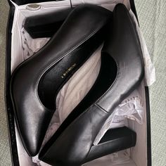 Amazon Find. Never Worn. Black Block Heel Office Heels, Business Low Heel Synthetic Heels, Low Heel Synthetic Heels For Business, Business Heels With Low Heel In Synthetic Material, Black Closed Toe Block Heels For Office, Black Block Heels With 4-inch Heel For Office, Black Block Heels With Reinforced Heel For Office, Black Low Heel Office Shoes, Black Low Heel Office Heels