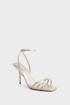 Platina Amelia Square Heels | Schutz Square Heels, Statement Shoe, Cocktail Attire, Alexandre Birman, Weekend Wear, Office Fashion, Stiletto Heel, Shoe Sale, Metallic Gold