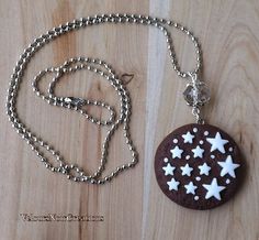 cookie necklace polymer clay pan di stelle, by Velours Noir Crèations, 10,00 € su misshobby.com Cookie Necklace, Washer Necklace