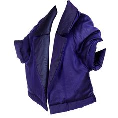 Gianfranco Ferre Jacket Avant Garde Puffer Style Purple Silk Coat Luxury Silk Winter Outerwear, Luxury Fitted Satin Outerwear, Fitted Silk Outerwear For Evening, Designer Silk Outerwear For Evening, Designer Silk Outerwear For Party, Designer Silk Party Outerwear, Winter Silk Outerwear For Formal Occasions, Designer Silk Outerwear For Winter, Elegant Satin Outerwear For Winter