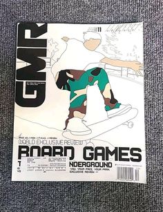 a magazine cover with a man on a skateboard in front of the words naman games underground