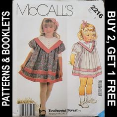 Step back in time with this vintage Enchanted Forest McCall's girls' dress pattern! 🌲✨ Perfect for your little princess size 5T. #VintageFashion #GirlsDress #1980sStyle #SewingPattern #EnchantedForest #McCallsPatterns Girls Dress Pattern, Toddler Dress Patterns, Toddler Patterns, Vintage Crochet Patterns, Girl Dress Pattern, Costume Patterns, Vintage Knitting Patterns, Mccalls Patterns, Simplicity Sewing Patterns