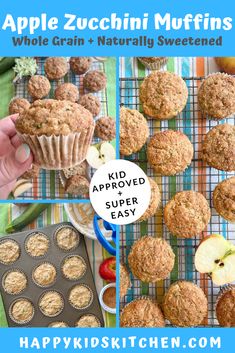 apple zucchini muffins with whole grain and naturally sweetened for kids