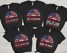 These matching most likely to family shirts are perfect for wearing this Fourth of July. Buy it for yourself or as the perfect Independence Day gift. Custom Fourth of July shirt, Most likely to family shirts, personalized 4th of July t-shirts, July 4th shirt, Independence Day shirts ⭐️HOW TO ORDER⭐️ Select your quantity of shirts in the specific colour/size and click "ADD TO BASKET"   Repeat as needed by returning to the listing button to add more shirts. Proceed to Checkout  Price is per shirt. 4th Of July Shirts, Independence Day Gift, Fourth Of July Shirts, Limassol, Look Plus, July 4th, Family Shirts, Uk Shop