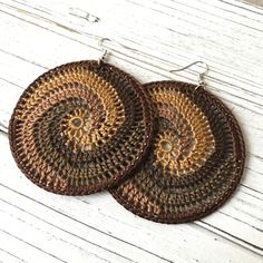 Crochet Hoop Earrings Colorful Crochet Jewelry Black Girl | Etsy Handmade Brown Hoop Earrings For Summer, Brown Hoop Earrings For Festivals, Adjustable Brown Hoop Earrings For Festival, Handmade Brown Bohemian Hoop Earrings, Handmade Brown Hoop Earrings For Festival, Handmade Bohemian Brown Hoop Earrings, Bohemian Brown Hoop Earrings For Festival, Brown Bohemian Crochet Jewelry, Bohemian Brown Crochet Jewelry