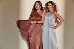 The LUNA ONE-SHOULDER KAFTAN features a flowy silhouette with a dramatic and voluminous sleeve and thigh slit. Made of lightweight hammered viscose satin, the kaftan is elegant, comfortable and sexy - perfect for a special occasion! Special Occasion, Slip Dress, One Shoulder, Satin