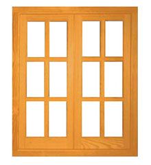 an open wooden window on a white background