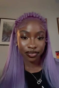 Girl With Purple Hair, Hair Tea, Frontal Wig Hairstyles, Protective Hairstyles Braids, Dope Hairstyles, Hair Ponytail Styles, Ponytail Styles, Hair Inspiration Color