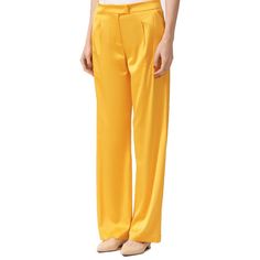 Patrizia Pepe Elegant Shimmering Trousers for Sophisticated Women's Evenings Yellow Satin, Shiny Fabric, Guess Jeans, Jeans Pants, Brunei, Wide Leg Pants, Georgia, Wide Leg, Straight Leg