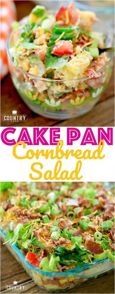 this cake pan cornbread salad is so good it's loaded with lots of toppings