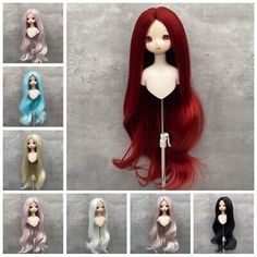 wigs with different colored hair are shown