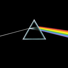 the dark side of the moon with a rainbow light coming from it's end