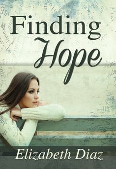 a woman sitting on top of a bench next to the words finding hope written in black