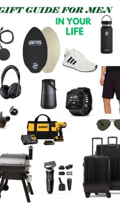 the gift guide for men in your life includes items like luggage, sunglasses, and shoes