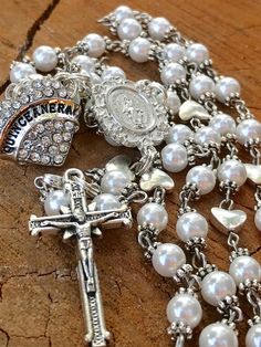 Quinceanera Stuff, Quinceanera Gifts, Quinceanera Jewelry, Aquarius Gifts, Rosary Jewelry, Beaded Rosary, Police Gifts, Army Gifts, Pearl Rosary