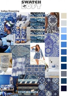 S/S 2015 Color Trend: Indigo Dreaming Yarn Painting Art, Ikat Scarf, Upcoming Fashion Trends, Leotard Fashion, Indigo Prints, Fashion Themes, Fashion Figures, Fashion Collage