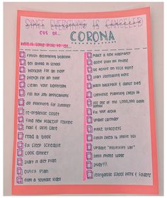 a piece of paper with writing on it that says, since everything is called corona